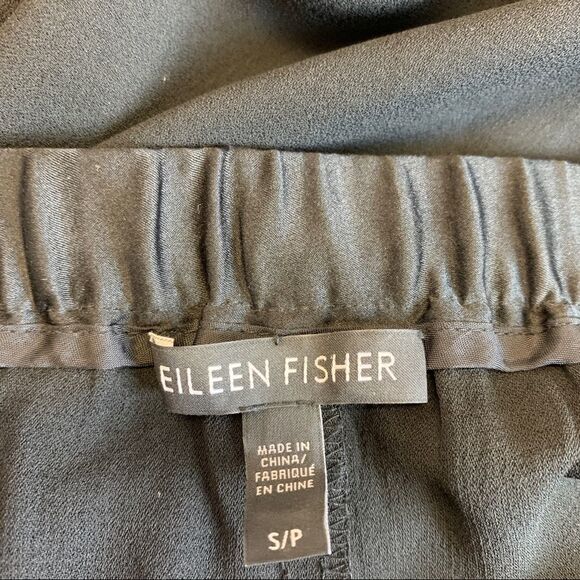 Eileen Fisher Women's Silk Charmeuse Drawstring Ankle Pants Black Sz S - Picture 6 of 12